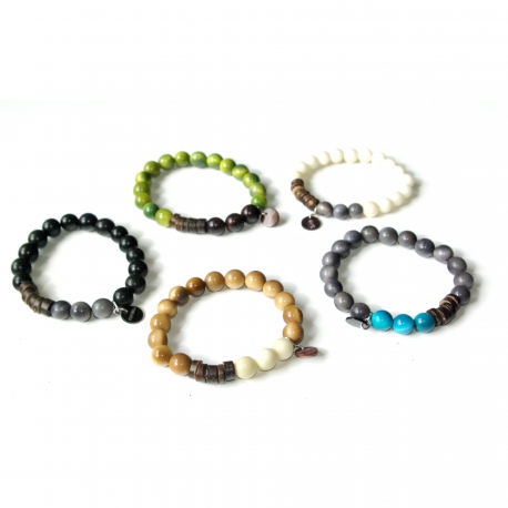 Bracelets en tagua, ivoire végétal - Bracelet Ohm - kokobelli