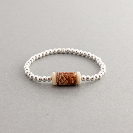 Pomme de pin en tagua, ivoire végétal - Bracelet Infinity en argent, ivoire végétal et pomme de pin fabriqué en France dans le Sud Ouest - kokobelli