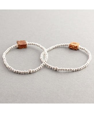 Bracelet Cubik en argent, ivoire végétal et pomme de pin - artisanat de Lège Cap Ferret