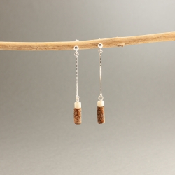  Boucles d'oreilles Papyrus chaine en tagua, ivoire végétal par Kokobelli