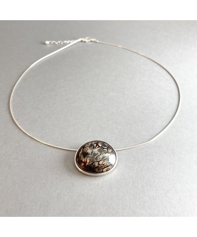 Collier Pin Bijoux créateur Femme - Collier AZUR - Argent - Ivoire végétal - Pomme ...