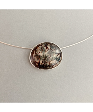 Collier AZUR en ivoire végétal teinté, bleu nuit, et argent massif