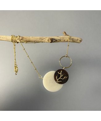 Collier Ras de cou Dioné ivoire végétal et chêne ébénisé, kokobelli