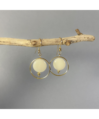 Boucles ivoire végétal et goldfilled, Kokobelli