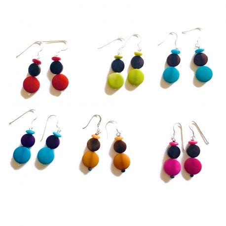 Boucles d'oreille en tagua, ivoire végétal - Boucles d'oreilles Luna - kokobelli