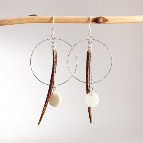 Collection POMME DE PIN en tagua, ivoire végétal - Boucles d'oreille Korea - kokobelli
