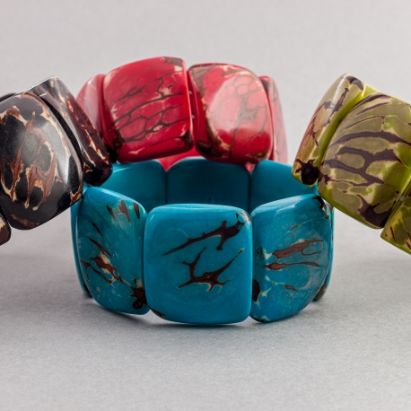 Bracelets en tagua, ivoire végétal - Bracelet Mosca marbré - kokobelli