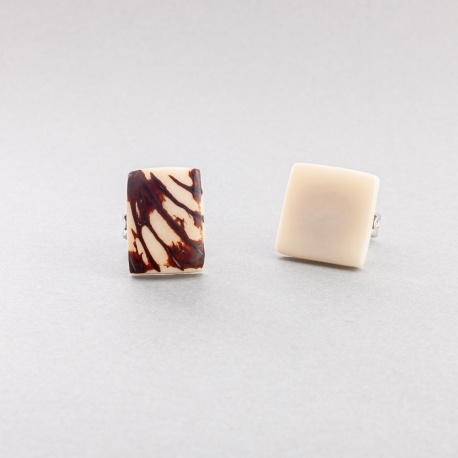 Bagues en tagua, ivoire végétal - Bague Mosca blanche en ivoire végétal fabriquée en France sur le Bassin d'Arcachon. - kokobelli