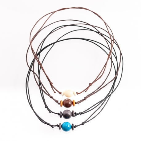 Colliers, pendentifs... en tagua, ivoire végétal - Ras de cou Idea (perle ronde) - kokobelli